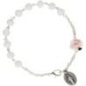 Bracelet dizainier sur chaine grains a facettes et forme rose Ø 5 mm, avec medaille de la V. Miraculeusec. Differentes couleurs.