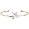 Bracelet jonc avec colombe pour enfant en plaqué or.