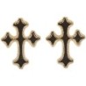 Boucle d oreille bouton croix orthodoxe en plaque or. Livre sans boite.