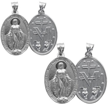 Medaille en argent 925 °/°° rhodie de la Vierge Miraculeuse. Livree en boite..