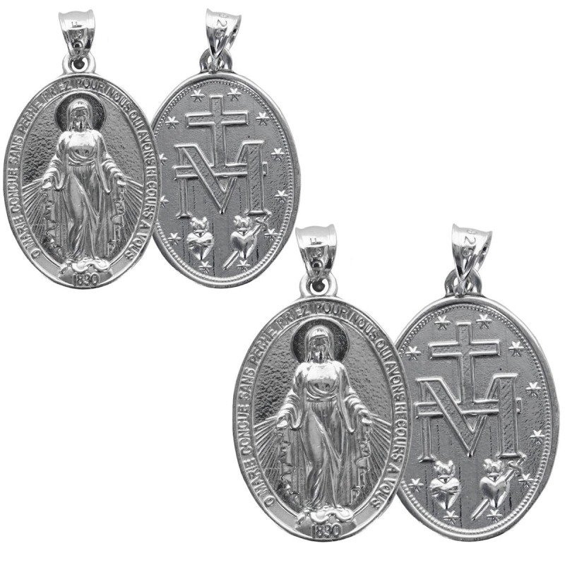 Medaille en argent 925 °/°° rhodie de la Vierge Miraculeuse. Livree en boite..