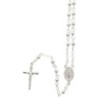 Chapelet en argent 925 °/°° (14,10 g) longueur jusqu'au cœur 31 cm grains ronds Ø 3 mm croix avec Christ. Livré en boite.
