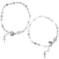 Bracelet argent 925 °/°° ajustable sur chaine, grains facettes Ø 3 mm (3 g), avec médaille VM & croix + boîte