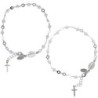 Bracelet argent 925 °/°° ajustable sur chaine, grains facettes Ø 3 mm (3 g), avec médaille VM & croix + boîte