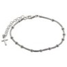 Bracelet dizainier en argent 925 °/°° ajustable sur chaîne serpent, grains Ø 3 mm (2,60 g), avec croix. Livré en boîte.
