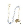 Bracelet dizainier sur chaine couleur doree grains saturne et nacres, Ø 7 mm, avec croix et medaille Vierge Miraculeuse.