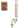 Chapelet en bois d'olivier, chaine et croix avec Christ dorée grains de 6 mm . Livré en boite.