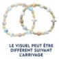 Bracelet dizainier sur élastique grains bois couleurs striés Ø 10 mm, avec croix..