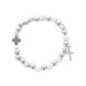 Bracelet dizainier élastique en pierre naturelle Ø 8 mm, avec croix. Différentes pierres disponibles..