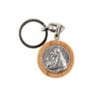 Porte-clés Ø 3-4 cm en bois d'olivier et plaque métal couleur argentée- plusieurs saints-