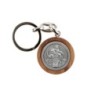 Porte-clés Ø 3-4 cm en bois d'olivier et plaque métal couleur argentée- plusieurs saints-