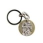 Porte-clés de saint Christophe Ø 3 cm sur plaque striée et couleur dorée..