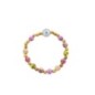 Bracelet sur élastique grains bois Ø 5 mm et grain bois tacheté Ø 5 mm avec médaille résine VM.