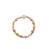 Bracelet sur élastique grains bois Ø 5 mm et grain bois tacheté Ø 5 mm avec médaille résine VM.
