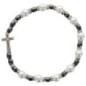 Bracelet dizainier sur élastique, grains en hématite et nacres avec strass ø 6 mm avec croix.