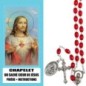 Chapelet de dévotion du sacre cœur de Jésus avec notice explicative, livre en sachet individuel..