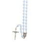 Chapelet sur chaine indecrochable, grains en plastique ronds Ø 7 mm, croix avec Christ..