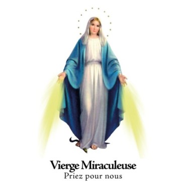 Autocollant Transparent detoure de saint avec priere H. 10.5 x 6.5 cm pour bougie de neuvaine..