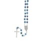 Chapelet grains tachetés 7 mm, chaîne argentée, croix avec Christ, longueur au cœur 34 cm. Plusieurs douleurs..
