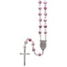 Chapelet grains tachetés 7 mm, chaîne argentée, croix avec Christ, longueur au cœur 34 cm. Plusieurs douleurs..