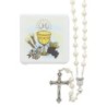 Chapelet de communion avec coeur calice grain nacre Ø 6 mm, longueur au cœur 32 cm., avec boite..