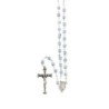 Chapelet grains semi-cristal avec coupelles argentee , Ø 4 mm sur chaine et croix avec Christ+boite..