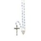 Chapelet grains semi-cristal avec coupelles argentee , Ø 4 mm sur chaine et croix avec Christ+boite..