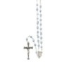 Chapelet grains semi-cristal avec coupelles argentee , Ø 4 mm sur chaine et croix avec Christ+boite..