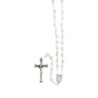 Chapelet grains semi-cristal avec coupelles argentee , Ø 4 mm sur chaine et croix avec Christ+boite..