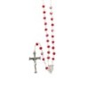 Chapelet grains semi-cristal avec coupelles argentee , Ø 4 mm sur chaine et croix avec Christ+boite..