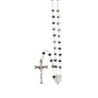 Chapelet grains semi-cristal avec coupelles argentee , Ø 4 mm sur chaine et croix avec Christ+boite..