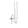 Chapelet grains semi-cristal avec coupelles argentee , Ø 4 mm sur chaine et croix avec Christ+boite..