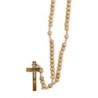 Chapelet sur corde, grains en bois 7 mm, croix en métal avec Christ, 20 cm au cœur, plusieurs couleurs..