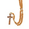 Chapelet sur corde, grains en bois 7 mm, croix en métal avec Christ, 20 cm au cœur, plusieurs couleurs..