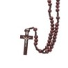 Chapelet sur corde, grains en bois 7 mm, croix en métal avec Christ, 20 cm au cœur, plusieurs couleurs..