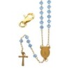 Chapelet dore en acier inoxydable, grains en verre 4 mm, coeur Guadeloupe avec fermoir avec croix. Plusieurs couleurs..