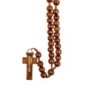 Chapelet sur corde avec fermoir grains en bois marron Ø 10 mm, longueur au cœur 29 cm, croix imprimée PAX..