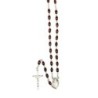 Chapelet grains en bois, Ø 6 mm, chaine couleur argentee, longueur au cœur 36 cm, croix avec Christ..