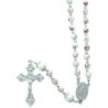Chapelet grains tachetes, paters en bois, Ø 7 mm, fil en fibre synthetique, longueur au cœur 26 cm, croix avec Christ..