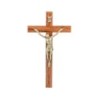 Crucifix bois marron vernis avec Christ métal bronze..