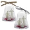 Nativité fluorescente dans cloche en plastique. LOT DE 2.