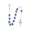 Bracelet dizainier sur chaine couleur argentée grains nacres forme cœur, Ø 7 mm avec croix métal..