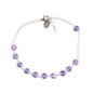 Bracelet dizainier en argent 925 °/°° grains swarovski violet, Ø 7 mm, croix et médaille V. Miraculeuse, livré en boîte..