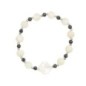 Bracelet dizainier sur élastique grains en nacre et hématite Ø 7 mm avec croix nacre..