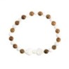 Bracelet sur elastique en pierre naturelle et grains bois Ø 6 mm avec double coeur.
