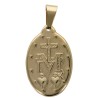 Médaille de la Vierge Miraculeuse inscription en Français de couleur dorée en acier inoxydable. H 2.2 cm