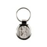 Porte-clés en relief de saint Christophe Ø 3 cm en métal couleur argentée, livré en boite..