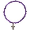 Bracelet sur elastique en pierre naturelle ou synthetique Ø 4 mm avec croix. Plusieurs modeles..