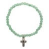 Bracelet sur elastique en pierre naturelle ou synthetique Ø 4 mm avec croix. Plusieurs modeles..