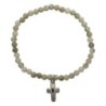 Bracelet sur elastique en pierre naturelle ou synthetique Ø 4 mm avec croix. Plusieurs modeles..